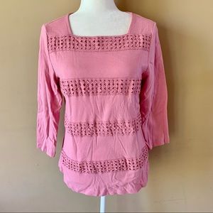 Karen Scott Medium Pink 3/4 Sleeve Shirt